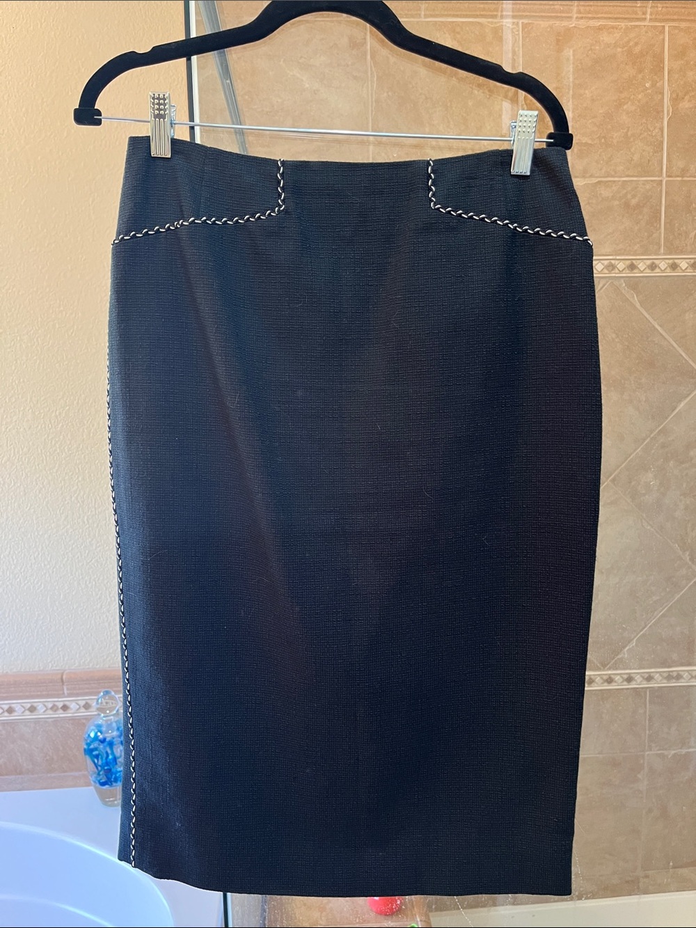 Escada Black Pencil Skirt with Contrast Trim